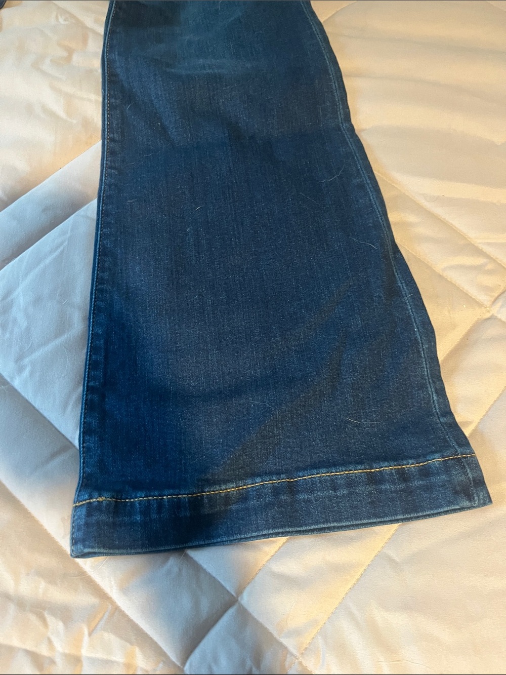 High-Rise Dark Blue Flare Jeans - Womens Wide Leg - Picture 3 of 4